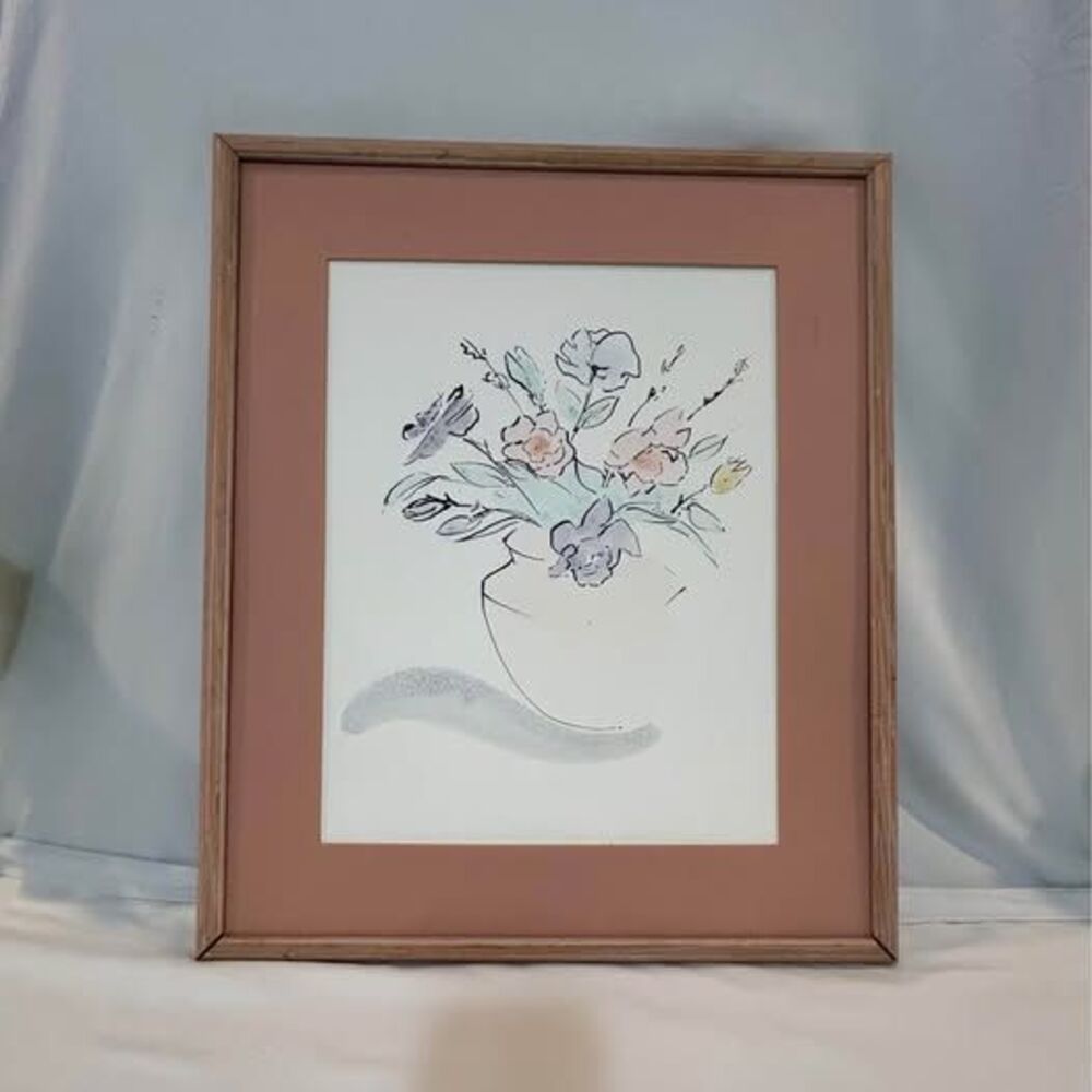 Flower water color painting in frame